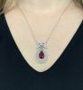 Edwardian Rubellite Tourmaline and Diamond Pendant with Chain