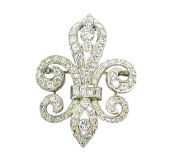 Vintage 6.31ct Diamond Fleur De Lis Brooch