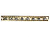 Vintage Sapphire and Pearl Bar Brooch