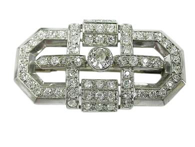 Art Deco .73ct Diamond Platinum Brooch