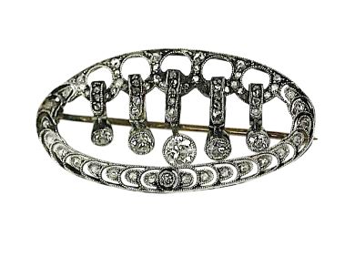 Vintage 1.34ct Diamond 18kt and Platinum Brooch