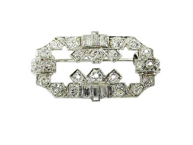 Antique 3.03ct Diamond Platinum Brooch