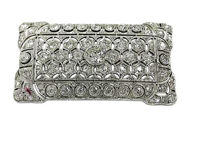 Edwardian 3.90ct Diamond 18kt and Platinum Brooch