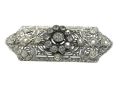 Antique 1.56ct Diamond 14kt Bar Brooch