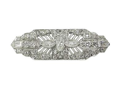Antique 2.46ct Diamond 18kt and Platinum Brooch