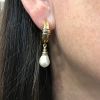 Vintage Cultured Pearl 18kt Drop Earrings