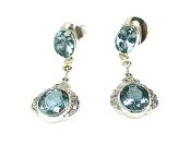 Vintage Inspired Aquamaine and Diamond Drop Earrings