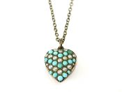 Victorian Turquoise and Seed Pearl Heart Pendant