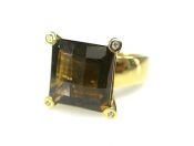 Modern Smoky Quartz and Diamond Ring