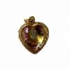 Victorian .56ct Diamond and Ruby Memorial Locket Heart Pendant and Chain