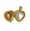Victorian .56ct Diamond and Ruby Memorial Locket Heart Pendant and Chain