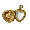 Victorian .56ct Diamond and Ruby Memorial Locket Heart Pendant and Chain