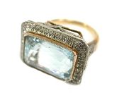 Vintage Inspired Aquamarine and Diamond Ring