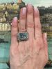 Vintage Inspired 12.08ct Aquamarine and Diamond Ring in 18kt Yellow Gold and Silver