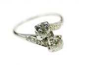 Edwardian Toi et Moi Diamond Platinum Ring