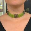 Vintage Peridot and Diamond Choker 18kt Necklace