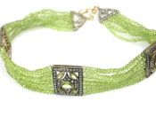 Vintage Peridot and Diamond Choker 18kt Necklace