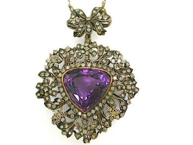 Estate 30.25ct Amethyst and Diamond 18kt Necklace