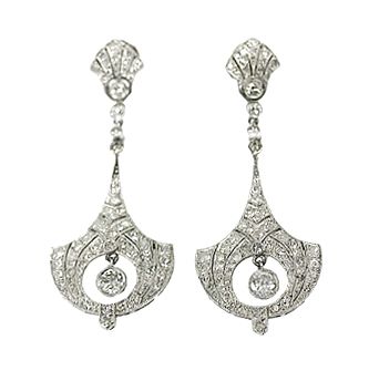 Art Deco .41ct Diamond Platinum Earrings