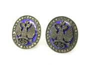 Russian Enamel and Diamond Double Eagle Cufflinks