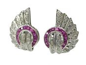 Retro Ruby and Diamond Earrings