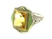 Art Deco Citrine and Enamel Ring
