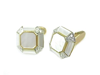 Vintage Mother of Pearl and Diamond Cufflinks