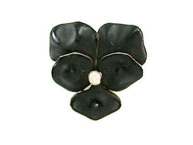 Black Enamel Posy Brooch