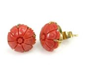 Carved Coral Earrings