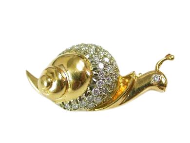 Vintage .50ct Diamond 14kt Snail Brooch