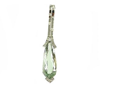 Modern Green Quartz and Diamond Pendant