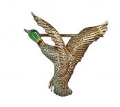 Vintage Enamel and Gold Duck Brooch