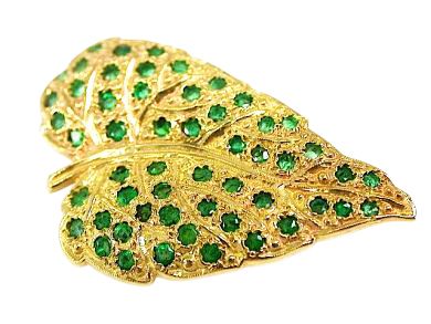 Vintage 2.15ct Emerald 14kt Brooch