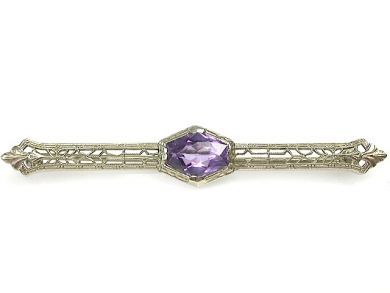 Vintage Filigree Amethyst Brooch