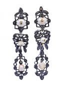 Antique Portuguese Freshwater Pearl and Diamond Drop Earrings