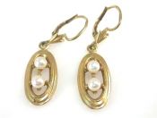 Vintage Cultured Pearl Drop 14kt Earrings