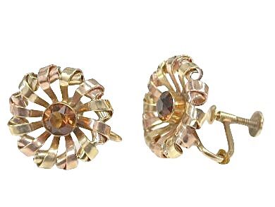 Vintage Ribbon Style Citrine Earrings