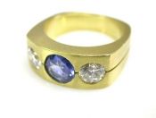 Vintage 1.50ct Sapphire and 2 Diamond Ring