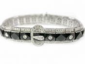Art Deco Style Onyx and Diamond Buckle Bracelet