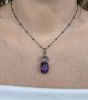 Vintage 13.67ct Amethyst and Diamond Pendant in 18kt Rose Gold and Silver