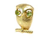 Birks Vintage .46ct Peridot Owl 14kt Brooch