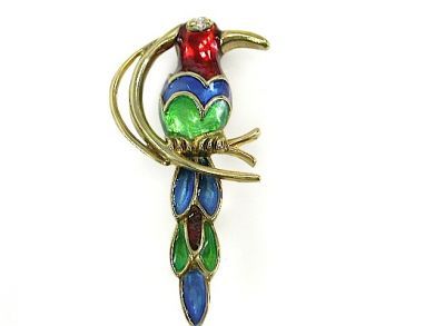 Enamel Parrot Brooch