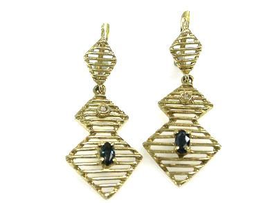 Vintage Sapphire and Diamond Drop Earrings