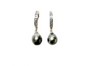 Black Pearl and Diamond Earrings