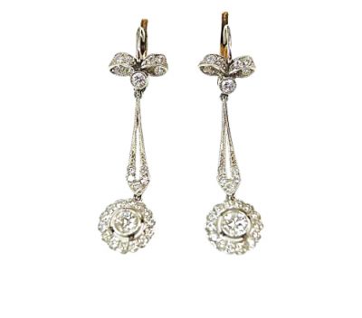 Diamond Bow Drop Earrings