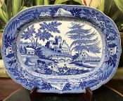 English Blue And White Transfer Ware Platter, circa 1820-30