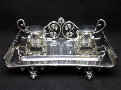Intricate Art Nouveau Inkwell