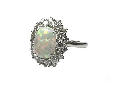 Vintage Opal and Diamond Ring