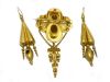 Brooch and Earring Set Gold and Turquoise Victorian