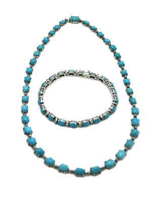 Turquoise and Diamond Necklace and Bracelet Set